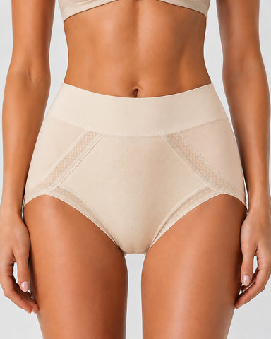 5-Pack Pure Cotton Lace Trim Breathable Tummy Control Panties