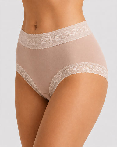 5-Pack Soft Lace-Trim Cotton High-Waist Panties