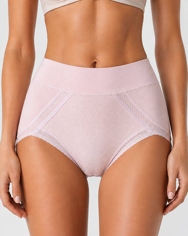 5-Pack Pure Cotton Lace Trim Breathable Tummy Control Panties