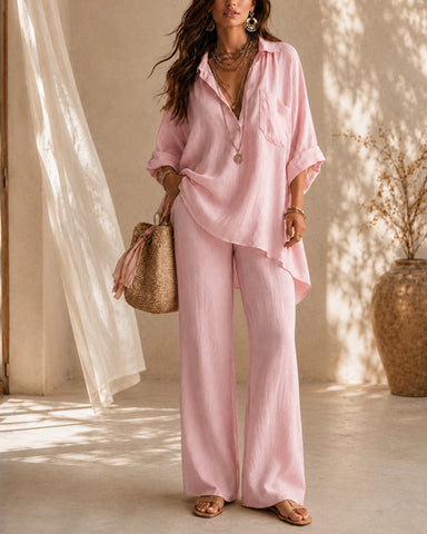 Casual Cotton Linen Shirt and Pants