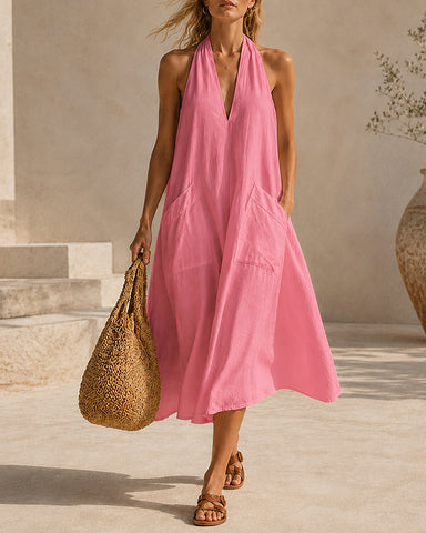 Backless Halter Maxi Dress