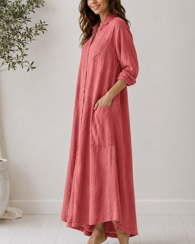 Cotton Linen Shirt Jumpsuit