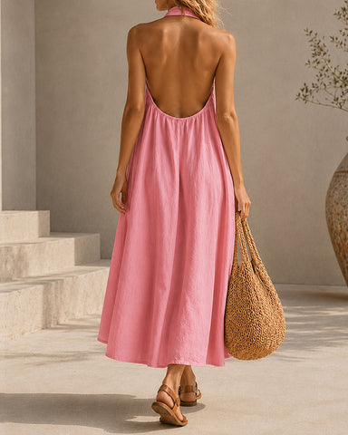 Backless Halter Maxi Dress