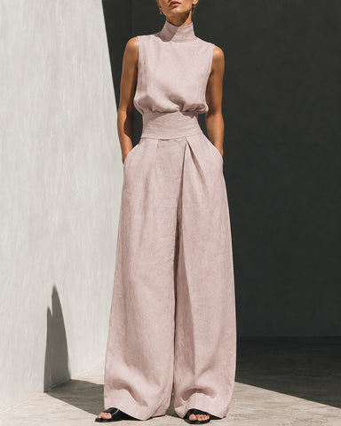 High-Waist Wide-Leg Pants Set