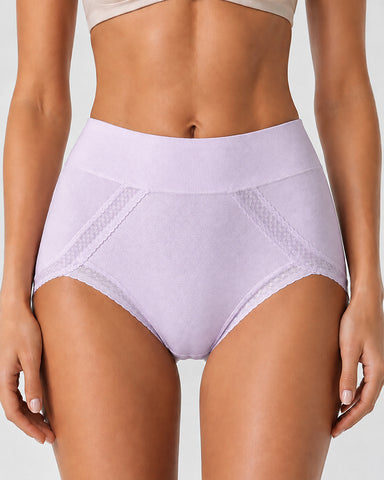 5-Pack Pure Cotton Lace Trim Breathable Tummy Control Panties