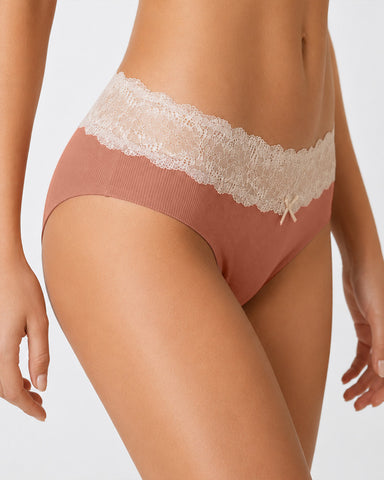 5-Pack Seamless Lace Cotton Antibacterial Crotch Panties