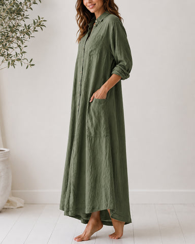 Cotton Linen Shirt Jumpsuit