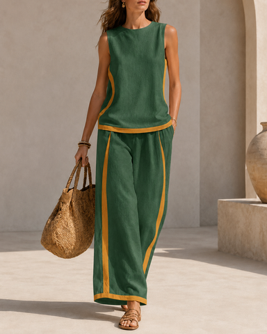 Contrast Trim Two-Piece Set