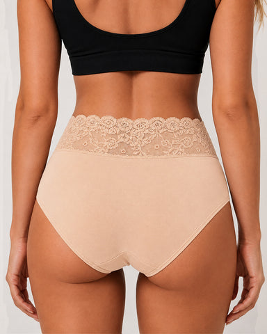 5-Pack High-Waisted Lace Cotton Briefs