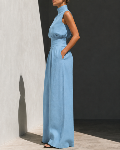 High-Waist Wide-Leg Pants Set