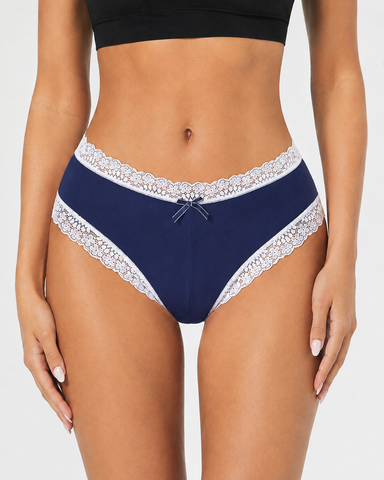 5-Pack Sexy Pure Cotton Lace Trim Thongs