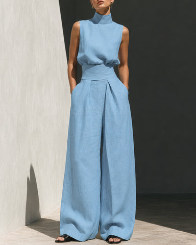 High-Waist Wide-Leg Pants Set