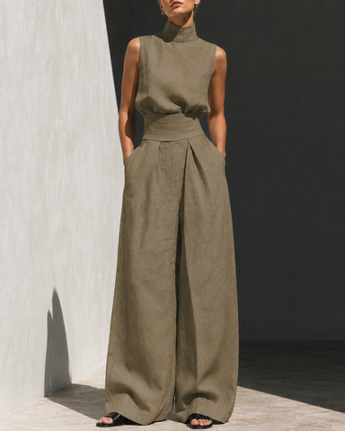 High-Waist Wide-Leg Pants Set