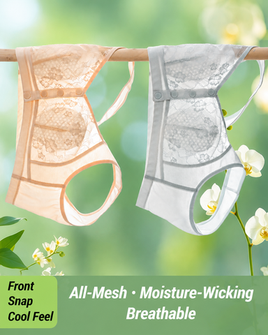 Plus Size Lace Front Closure Wireless Comfort Bra