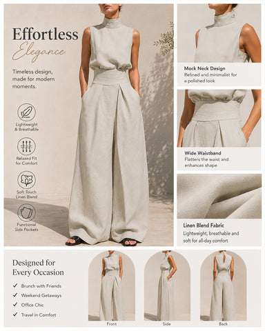High-Waist Wide-Leg Pants Set