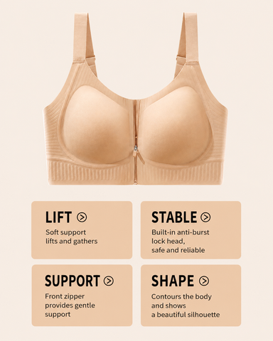 Front Zipper Seamless Push Up Breathable Vest Bra