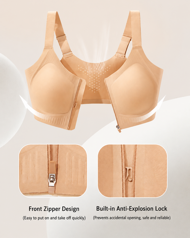 Front Zipper Seamless Push Up Breathable Vest Bra