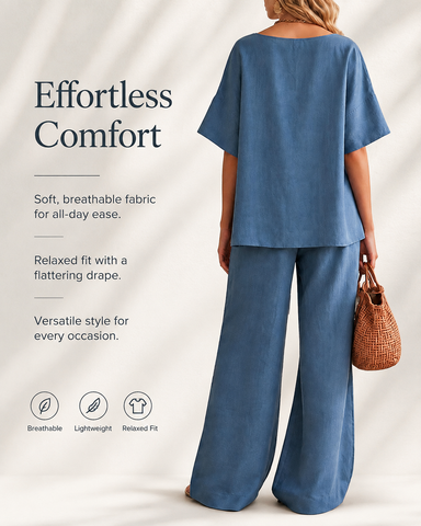 Casual Cotton Easy Living Wide-Leg Set