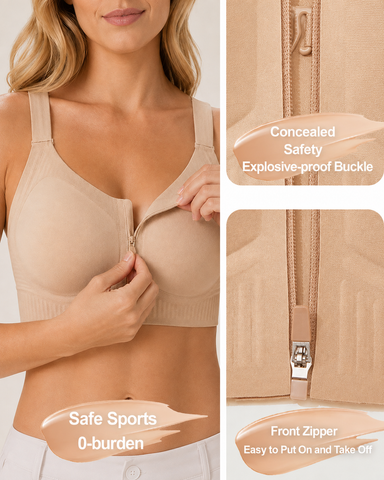 Front Zipper Seamless Push Up Breathable Vest Bra