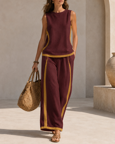 Contrast Trim Two-Piece Set