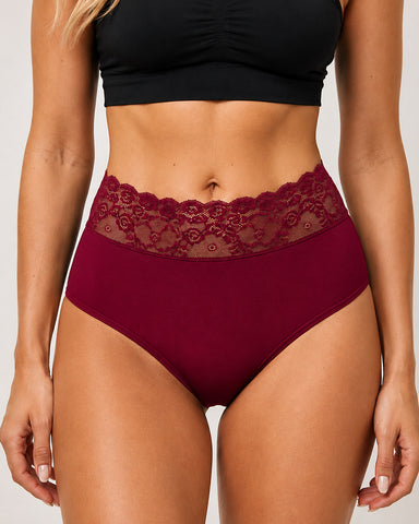 5-Pack High-Waisted Lace Cotton Briefs