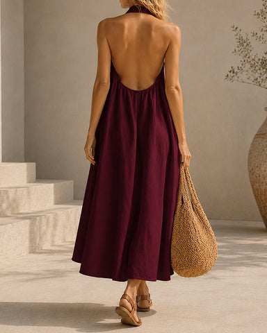 Backless Halter Maxi Dress