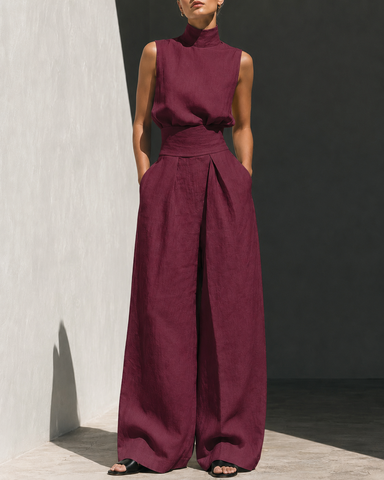 High-Waist Wide-Leg Pants Set