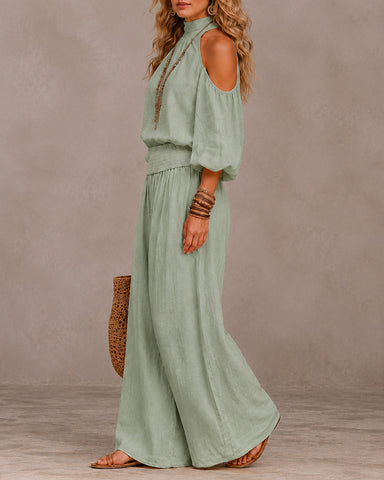 Off-Shoulder Wide-Leg Jumpsuit