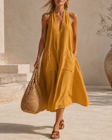 Backless Halter Maxi Dress