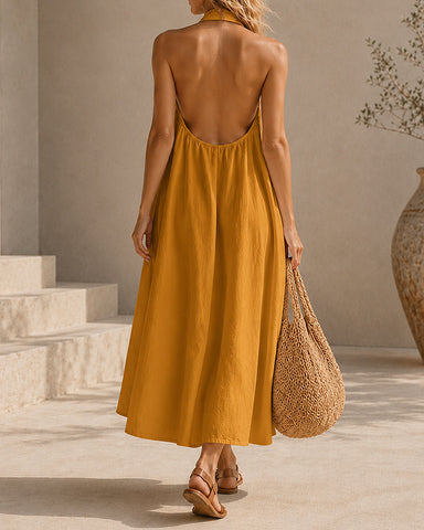 Backless Halter Maxi Dress