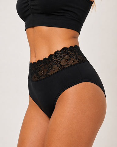5-Pack High-Waisted Lace Cotton Briefs