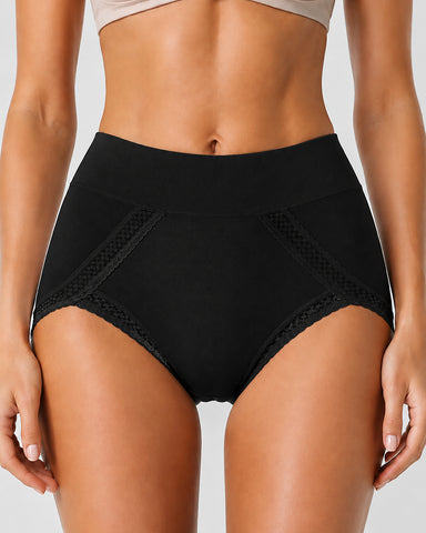 5-Pack Pure Cotton Lace Trim Breathable Tummy Control Panties