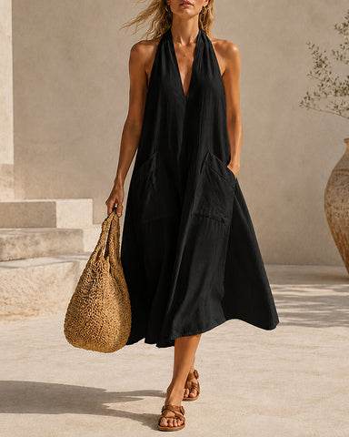 Backless Halter Maxi Dress