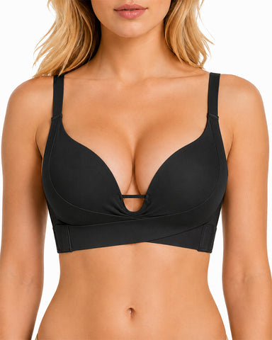 Seamless Cross Front Closure Push-Up Bra