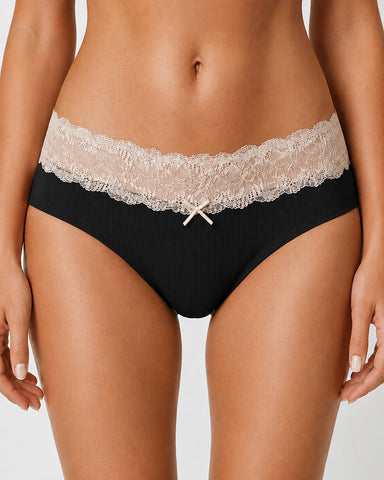 5-Pack Seamless Lace Cotton Antibacterial Crotch Panties
