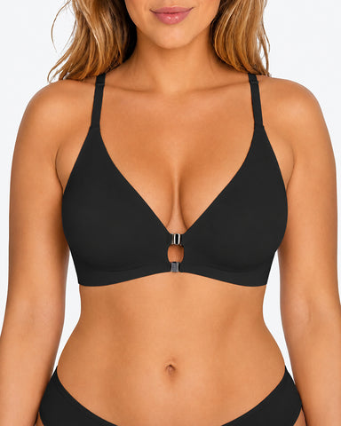 Front Closure Deep V Seamless Wirefree Bra