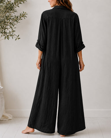 Cotton Linen Shirt Jumpsuit