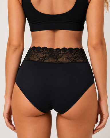5-Pack High-Waisted Lace Cotton Briefs