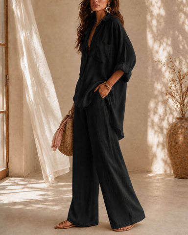 Casual Cotton Linen Shirt and Pants