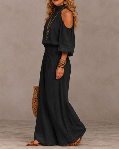 Off-Shoulder Wide-Leg Jumpsuit