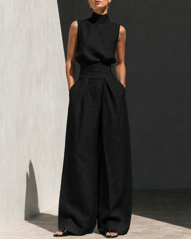 High-Waist Wide-Leg Pants Set