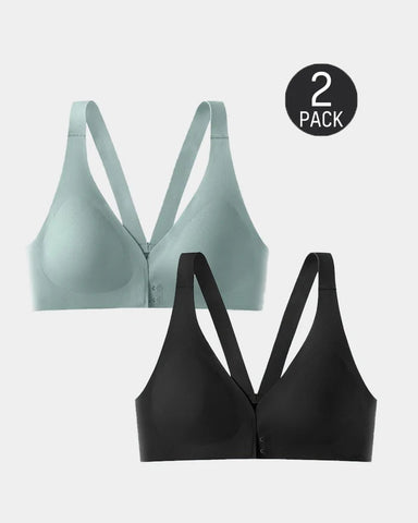 2-Pack Front Closure Deep V Push-up  Bra