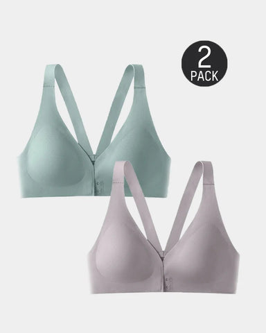 2-Pack Front Closure Deep V Push-up  Bra