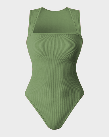 Sleeveless knit ribbed tummy tuck undershirt bodysuit