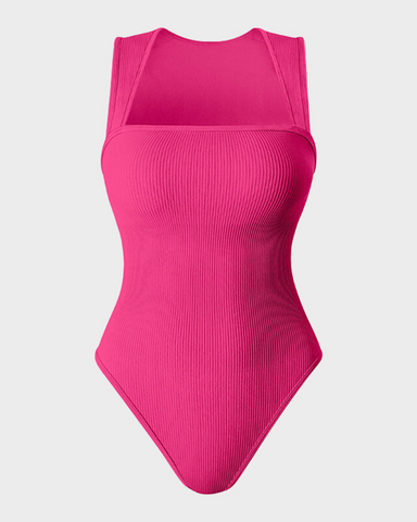 Sleeveless knit ribbed tummy tuck undershirt bodysuit