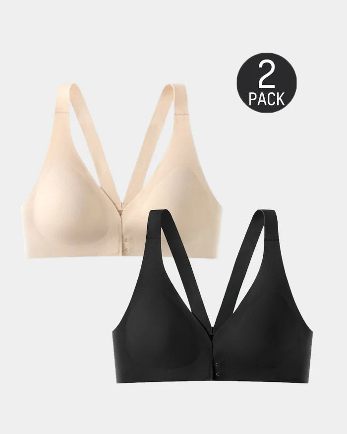 2-Pack Front Closure Deep V Push-up  Bra