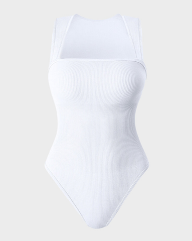 Sleeveless knit ribbed tummy tuck undershirt bodysuit