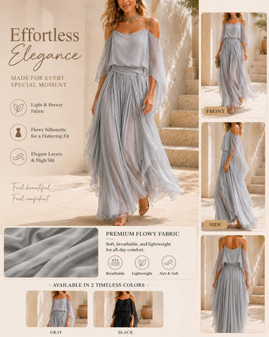 Elegant Sleeveless Irregular Chiffon Long Dress