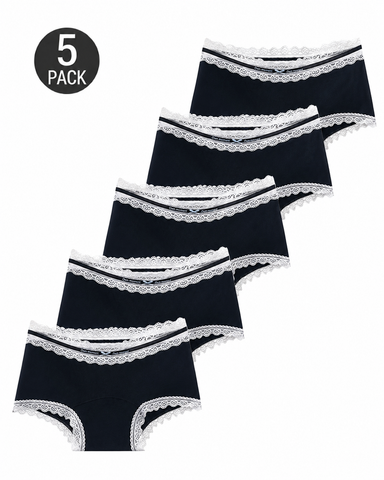 5-Pack Pure Cotton Lace Trim Panties