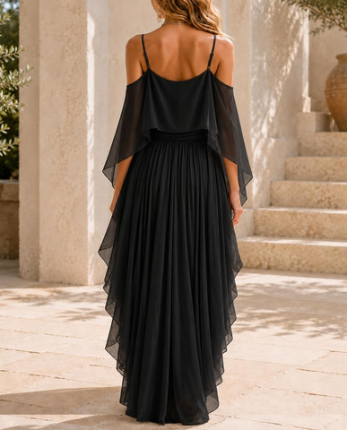 Elegant Sleeveless Irregular Chiffon Long Dress
